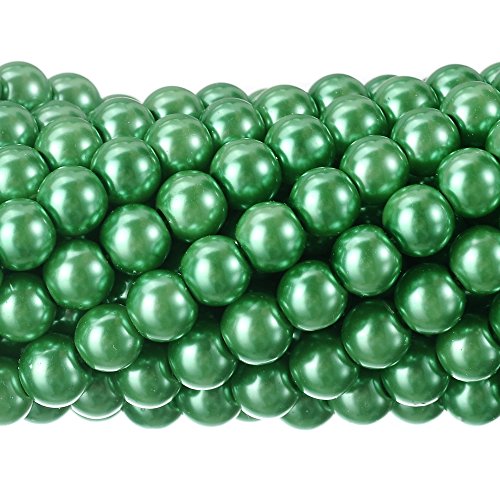 Tschechische kleine satinierte Glasperlen, runde Perlen, Schmuckherstellung, 10 mm, Grün, 200 Stück von SKKIKHYBPO