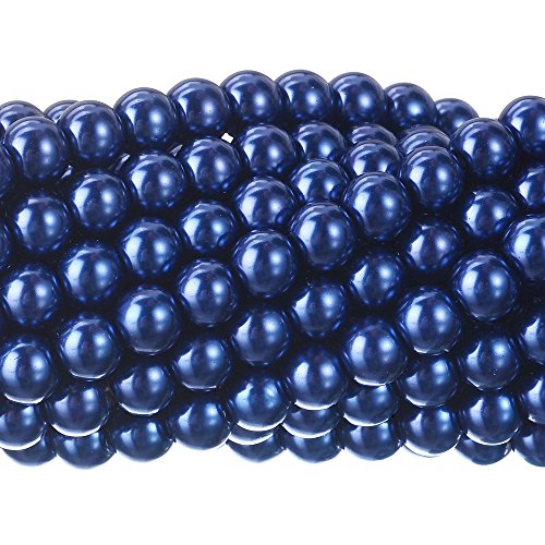 Tschechische kleine satinierte Glasperlen, runde Perlen, Schmuckherstellung, 6 mm, Dunkelblau, 200 Stück von SKKIKHYBPO