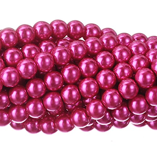 Tschechische kleine satinierte Glasperlen, runde Perlen, Schmuckherstellung, 8 mm, Fuchsia, 200 Stück von SKKIKHYBPO