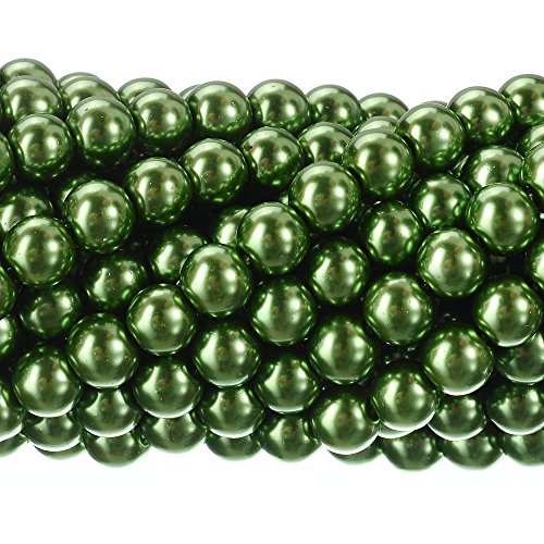 Tschechische kleine satinierte glänzende Glasperlen, runde Perlen, Schmuckherstellung, 6 mm, helles Olivgrün, 200 Stück von SKKIKHYBPO
