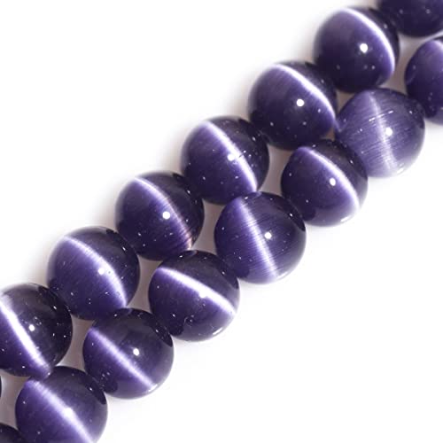 Violette Katzenaugen-Steinperlen, Katzenauge, runde Perlen für Schmuckherstellung, Strang, 38,1 cm, Halbedelstein, Bastelbedarf, 4 mm von SKKIKHYBPO