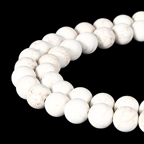 Wunderschöne, natürliche, fuschiafarbene Achat-Edelstein, matt, rund, lose Perlen für Schmuckherstellung (8 mm, Howlith) von SKKIKHYBPO