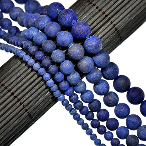 Wunderschöne, natürliche, matte Edelstein-Perlen, rund, lose Perlen, 4–12 mm (8 mm, 06 mattes Lapislazuli) von SKKIKHYBPO