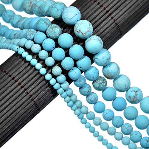 Wunderschöne, natürliche, matte Edelsteinperlen, rund, lose Perlen, 4–12 mm (10 mm, 29 mattblaue Türkis) von SKKIKHYBPO