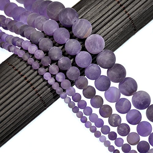 Wunderschöne, natürliche, matte Edelsteinperlen, rund, lose Perlen, 4–12 mm (12 mm, 15 matte Amethyst) von SKKIKHYBPO