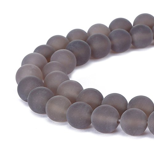 Wunderschöne, natürliche fuschiafarbene Achat-Edelstein, matt, rund, lose Perlen für Schmuckherstellung (10 mm, grauer Achat) von SKKIKHYBPO