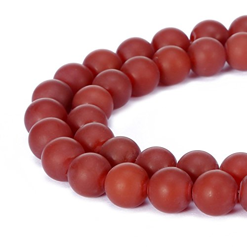 Wunderschöne, natürliche fuschiafarbene Achat-Edelstein, matt, rund, lose Perlen für Schmuckherstellung (8 mm, roter Achat) von SKKIKHYBPO