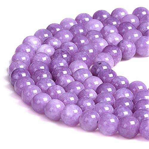 Wunderschöne lila gefärbte Jade-Perlen, lose Perlen, 8 mm, glatt, rund, ca. 38,1 cm, DIY-Armband, Halskette für Schmuckherstellung von SKKIKHYBPO