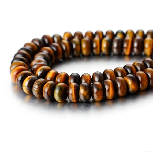 x 8 mm natürliche Perlen, Rondelle, lose Abstandsperlen für die Schmuckherstellung, DIY-Bastel- und Designarbeiten, Handarbeit, 1 Strang, 39,4 cm (Tigerauge-Stein) von SKKIKHYBPO