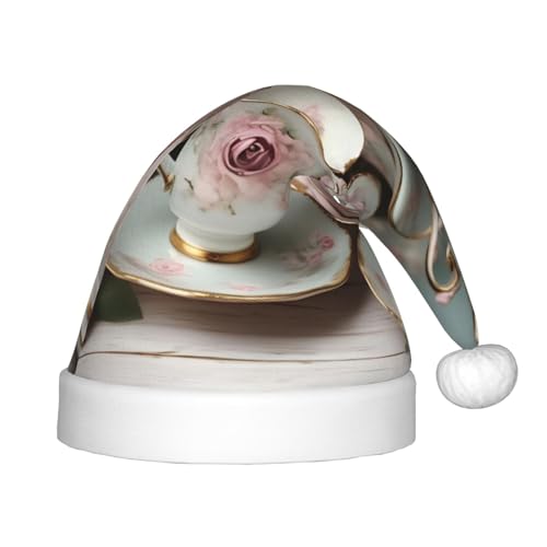 SKKNT Teetassen mit Rosen, romantischer Druck, Weihnachtsmütze, Weihnachtszubehör, Uni, Outdoor, Weihnachten, Partys, Geschenk, Urlaub von SKKNT