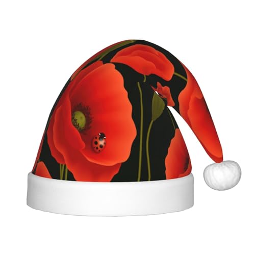 SKKNT Weihnachtsmütze mit Mohnblumen-Aufdruck, Uni, Outdoor-Weihnachtsfeiern, Geschenk, Urlaub von SKKNT