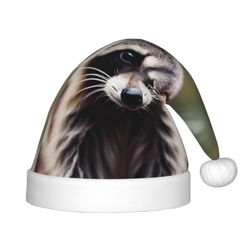 SKKNT Weihnachtsmütze mit niedlichem Waschbär-Druck, Uni, für den Außenbereich, Weihnachtsfeiern, Geschenk, Urlaub von SKKNT