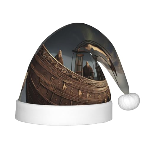 SKKNT Weihnachtsmütze mit nordischem Piratenschiff-Aufdruck, Uni, Outdoor-Weihnachtsfeiern, Geschenk, Urlaub von SKKNT