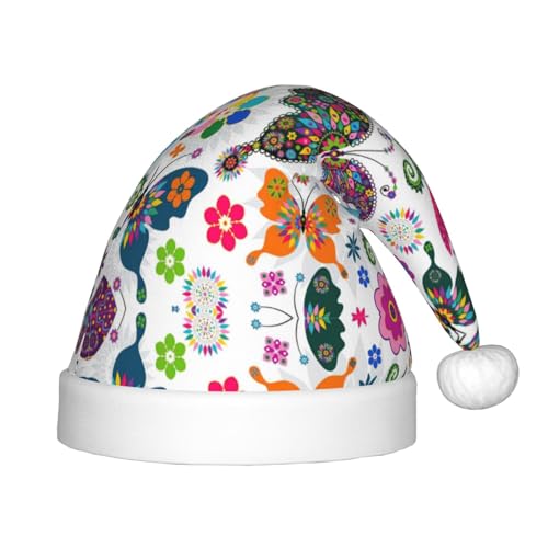 Weihnachtsmütze mit Frühlingsblumen-Schmetterlings-Aufdruck, Uni, Outdoor-Weihnachtsfeiern, Geschenk, Urlaub Weihnachtsmütze mit Frühlingsblumen-Schmetterlings-Aufdruck, Uni, Outdoor-Weihnachtsfeiern, Geschenk, Urlaub von SKKNT