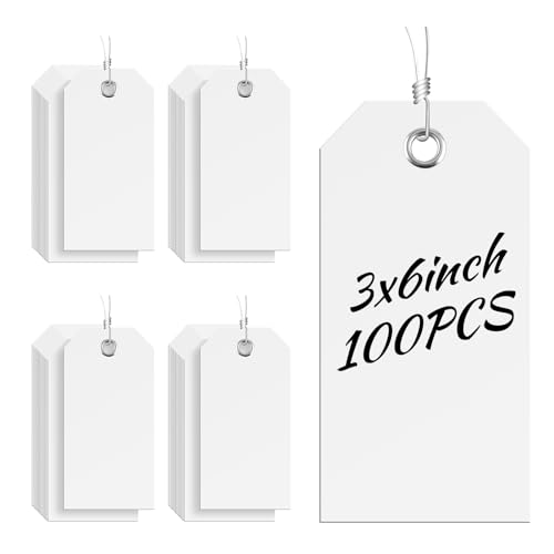100 Stück 7,6 x 15,2 cm große weiße Kunststoff-Versandanhänger mit Schnur, strapazierfähig, wasserdicht, mit Schnur befestigt, beschreibbare Draht-Etiketten, Etiketten für Gepäck, Garage, Inventar, 100 Stück 7,6 x 15,2 cm große weiße Kunststoff-Versandanhänger mit Schnur, strapazierfähig, wasserdicht, mit Schnur befestigt, beschreibbare Draht-Etiketten, Etiketten für Gepäck, Garage, Inventar, von SKLENICE