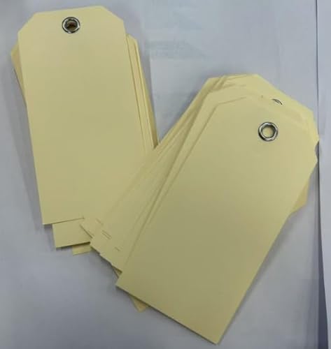 500 Stück Versandanhänger mit Draht, 11,4 x 7,5 cm, blanko, Manila-Hängeetiketten zum Beschriften von weißen Etiketten mit Schnur befestigten elfenbeinfarbenen Papieretiketten zum Beschriften von von SKLENICE