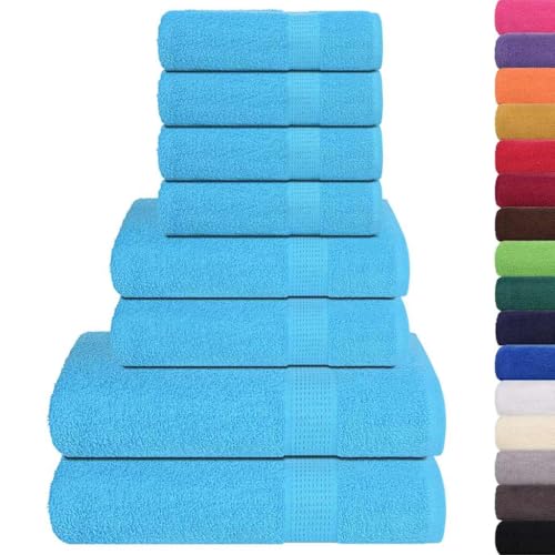 SKM 8-TLG. Handtuch-Set Türkis 360 g/m² 100% Baumwolle,Heim & Garten,Haushaltswäsche,Handtücher,Badetücher & Handtücher,Türkis,1.61 kg,137074 von SKM