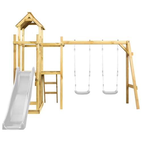 SKM Spielturm 285x120x226,5 cm Kiefernholz Imprägniert,Spielzeuge & Spiele,Spielzeug für draußen,Schaukeln & Spieltürme,Braun,81.3 kg,49042 von SKM