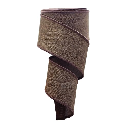 5,1 cm braunes Drahtband, einfarbiges Band mit Drahtrand für Handwerk, Kranz, Wickeldekoration von SKOVVART