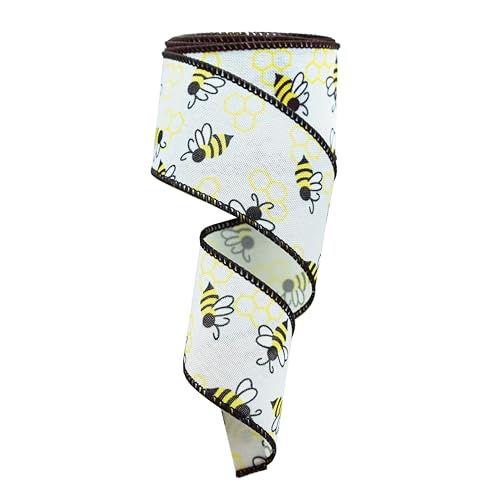 Bedrucktes Band mit Biene für Kranz, Geschenkverpackung und Dekoration, 5,1 cm x 9,1 m von SKOVVART