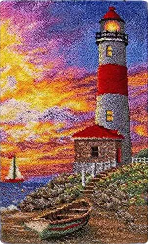 Knüpfteppich Zum Selber Knüpfen Leuchtturm Tapisserie Teppich Knüpf-Sets Kreuzstich Set Knüpfen Set Für Kinder Und Erwachsene DIY Handwerk Geschenke Fußabtreter,52 x 35cm Knüpfteppich Zum Selber Knüpfen Leuchtturm Tapisserie Teppich Knüpf-Sets Kreuzstich Set Knüpfen Set Für Kinder Und Erwachsene DIY Handwerk Geschenke Fußabtreter,52 x 35cm von SKTWOE