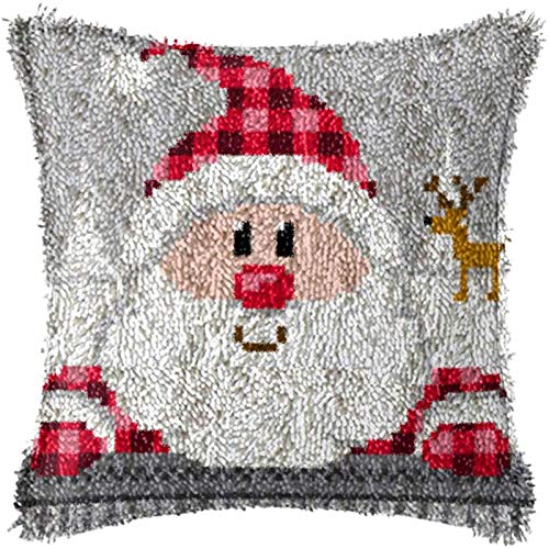 SKTWOE DIY Knüpfkissen Weihnachten Kissenbezug Knüpfen Bastelset Erwachsene Latch Hook Kit 43X43cm(17X17 Inch),A von SKTWOE