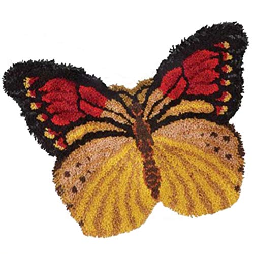 Schmetterling Teppich Knüpfteppich für Kinder und Erwachsene zum Selber Knüpfen-Teppich Für Kinder Latch Hook Kit Große Knüpfset Bastelset 52cm x 38cm von SKTWOE
