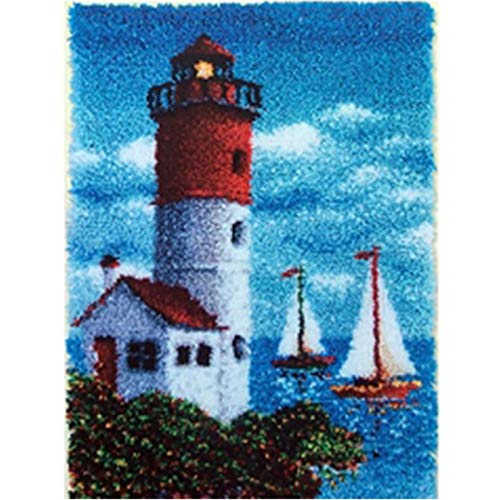 Tapisserie Knüpfen Set Knüpfteppich Für Kinder Und Erwachsene Teppich Zum Selber Knüpfen Leuchtturm Muster Teppich Kreuzstich Set Anfänger Knüpf-Sets Latch Hook Kit,B Tapisserie Knüpfen Set Knüpfteppich Für Kinder Und Erwachsene Teppich Zum Selber Knüpfen Leuchtturm Muster Teppich Kreuzstich Set Anfänger Knüpf-Sets Latch Hook Kit,B von SKTWOE