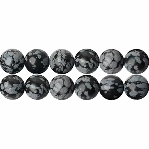 SKYBEADS Natur Schwarze Schneeflocken Obsidian Halbedelsteine Perlen Runde 4mm zum Auffädeln 38cm Strang Approx 90 Stück von SKYBEADS