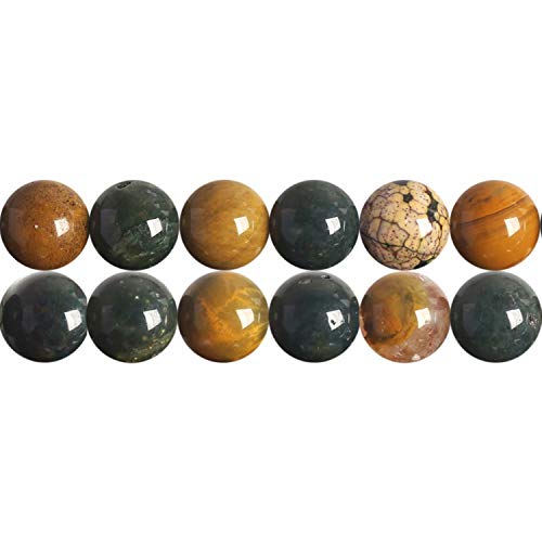 SKYBEADS 6mm Natürliche Ozeanischer Jaspis Edelstein Perlen zum Auffädeln 38cm Strang Approx 60 Stück von SKYBEADS
