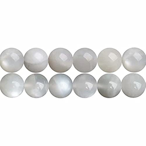 SKYBEADS Natürliche Echte Weiße Mondstein Edelstein Perlen Runde 6mm zum Auffädeln 38cm Strang Approx 60 Stück von SKYBEADS