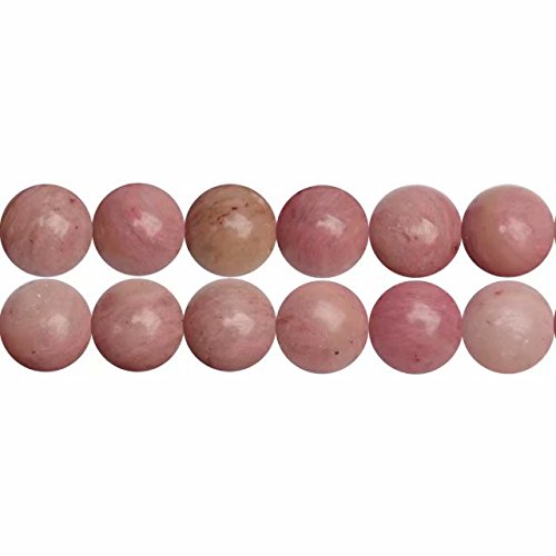 SKYBEADS Natürliche Rhodonit Halbedelsteine Rosa Runde Perlen 6mm zum Auffädeln 38cm Strang Approx 60 Stück von SKYBEADS