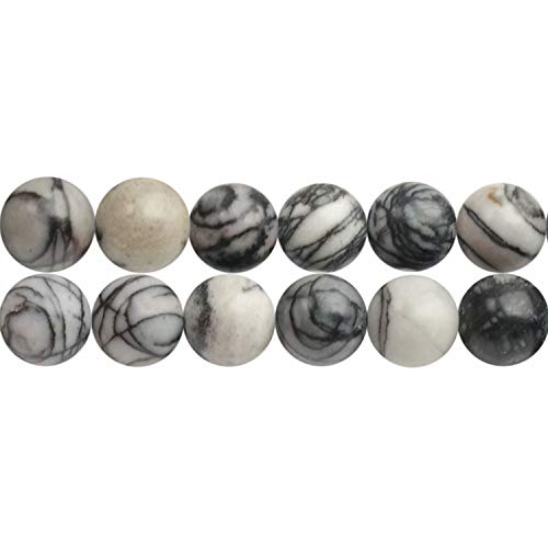 SKYBEADS Natürliche Schwarze Picasso Jaspis 10mm Edelstein Perlen für Armbänder 38cm Strang Approx 35 Stück von SKYBEADS