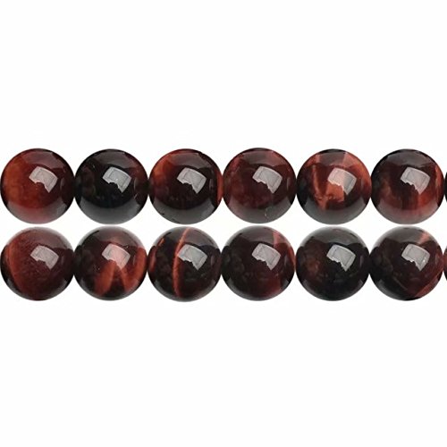 SKYBEADS Natürliche Tigerauge Rot Runde 8mm Halbedelstein Perlen zum Auffädeln 38cm Strang Approx 46 Stück von SKYBEADS
