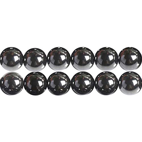 SKYBEADS Schwarze Perlen 4mm zum Auffädeln Hämatit Naturstein 38cm Strang Approx 90 Stück von SKYBEADS