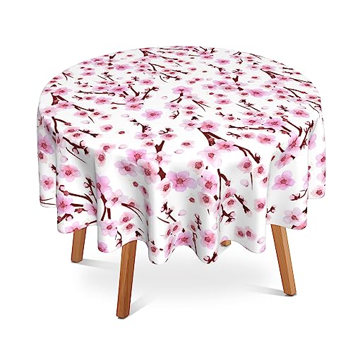 SKYDAWNY Runde Tischdecke mit Kirschblüten, 152,4 cm, wasserdicht, hitzebeständig, für Küche, Esszimmer, Innen- und Außenbereich, Bauernhaus-Dekoration von SKYDAWNY