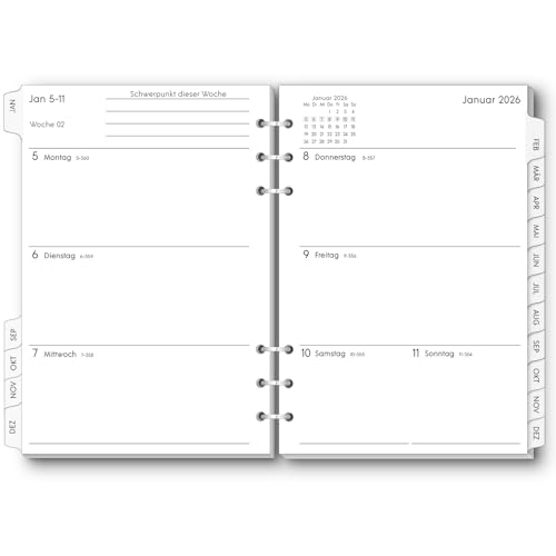 SKYDUE 25-26 Wochenplaner Einlage A5, Von September 2025 Bis Dezember 2026, Kalendereinlagen A5 2026, 1 Woche 2 Seiten Mit Tabs, Kalendereinlagen Für Kalender Ringbuch a5 SKYDUE 25-26 Wochenplaner Einlage A5, Von September 2025 Bis Dezember 2026, Kalendereinlagen A5 2026, 1 Woche 2 Seiten Mit Tabs, Kalendereinlagen Für Kalender Ringbuch a5 von SKYDUE