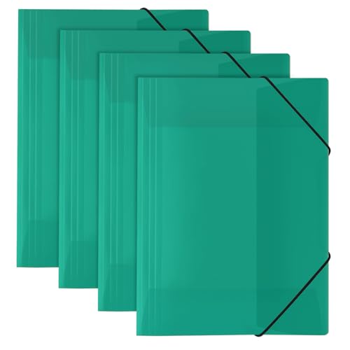 SKYDUE 4 Stück Postmappe, Postmappe A4 Schule, Eckspannermappe A4 Aus Kunststoff Mit Gummizug, Sammelmappe Für Zeichnungen, Dokumente, Papiere(Türkis) von SKYDUE