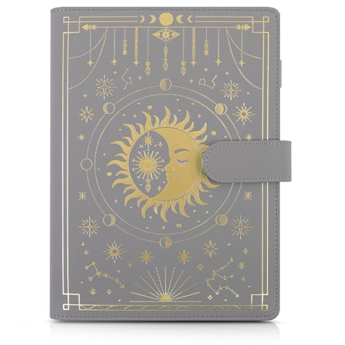 SKYDUE A5 Binder, A5 Ringbuch Kunstleder, Ringbuch A5 Nachfüllbar, Budget Binder A5, Notizbuch A5(Innenpapier Nicht Enthalten), Organizer A5 Für Büro Schule Und Reisearbeit(Grau) von SKYDUE