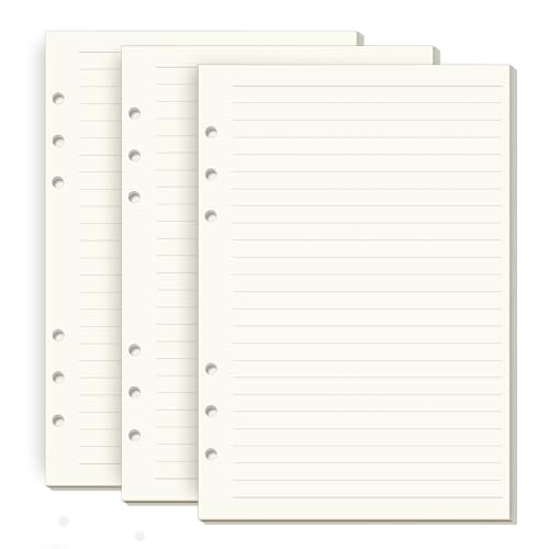 SKYDUE A5 Ringbuch Nachfüllbar, Papier Liniert 135 Blätter, Ringbucheinlagen Ringbuchblätter Für 6-Loch Ringbücher, 21x14.2cm von SKYDUE