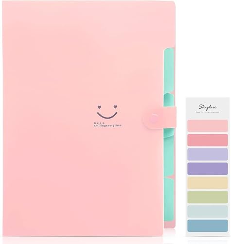 SKYDUE Dokumentenmappe A4, Fächermappe A4 Mit Fäche, Postmappe Ordnungsmappe A4, Ordnungsmappe 4 Für Zuhause, Büro, Schule Und Auf Reisen(Rosa), 5 Tasche von SKYDUE