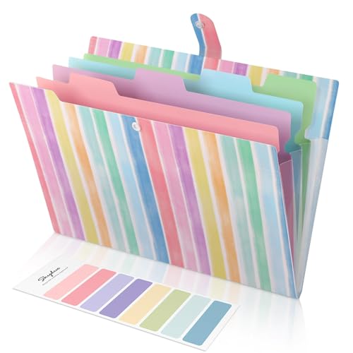 SKYDUE Dokumentenmappe A4, Mappe Mit Fächern, Fächermappe A4 Mit Etiketten, Ordnungsmappe Mappen Ordnersystem, Document Folder Für Zuhause, Büro, Schule Und Auf Reisen, Mappe Regenbogen von SKYDUE