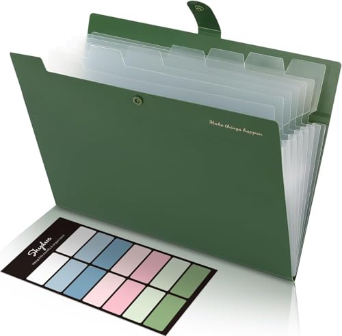 SKYDUE Fächermappe A4, Dokumentenmappe Mit 8 Fächer, Ordner A4/Aktenordner/Ordnungsmappe A4/Dokumententasche/Mappe Organizer Für Büro Hause Schule Dokumente(Grün) von SKYDUE