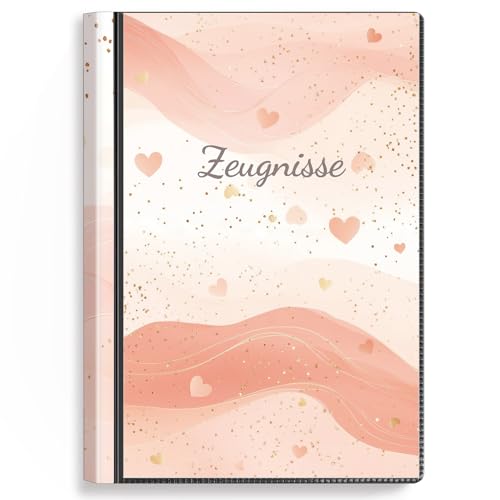 SKYDUE Zeugnismappe A4 Mit 30 Hüllen – Zeugnissmappe, Mappe Mit Klarsichthüllen,Dokumentenmappe Für Urkunden, Zeugnisse & Zertifikate (Hellrosa) von SKYDUE