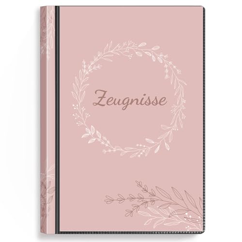 SKYDUE Zeugnismappe A4 Mit 30 Hüllen – Zeugnissmappe, Mappe Mit Klarsichthüllen,Dokumentenmappe Für Urkunden, Zeugnisse & Zertifikate (Rosa) von SKYDUE