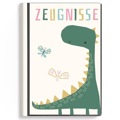 SKYDUE Zeugnismappe Mit 30 Hüllen – Zeugnissmappe A4, Zeugnis Mappe Mit Klarsichthüllen,Dokumentenmappe Für Urkunden, Zeugnisse & Zertifikate(Dinosaurier) von SKYDUE