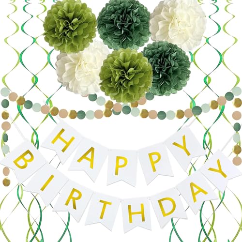 Geburtstagsdeko Grün Gold Beige 14 Stück SKYIOL Geburtstag Deko Set mit Happy Birthday Girlande Papier Pompoms Dot Banner Deckenhänger Spiral für Frauen Mann Geburtstag Deko Geburtstagsdeko Grün Gold Beige 14 Stück SKYIOL Geburtstag Deko Set mit Happy Birthday Girlande Papier Pompoms Dot Banner Deckenhänger Spiral für Frauen Mann Geburtstag Deko von SKYIOL
