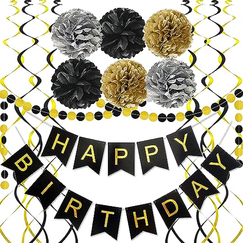 Geburtstagsdeko Schwarz Gold Silber 14 Stück SKYIOL Geburtstag Deko Set mit Happy Birthday Girlande Papier Pompoms Dot Banner Deckenhänger Spiral für Jungen Mann Geburtstag Deko Geburtstagsdeko Schwarz Gold Silber 14 Stück SKYIOL Geburtstag Deko Set mit Happy Birthday Girlande Papier Pompoms Dot Banner Deckenhänger Spiral für Jungen Mann Geburtstag Deko von SKYIOL