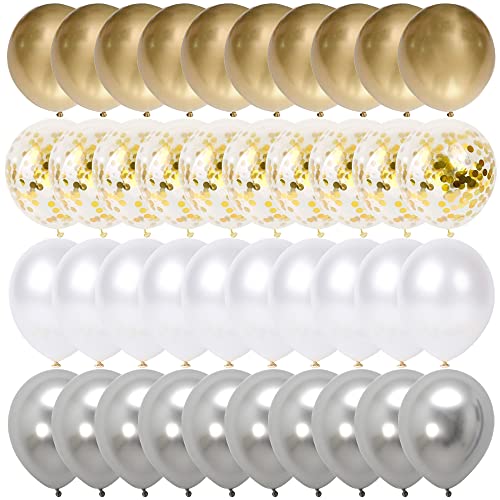Luftballons Hochzeit Gold Silber Weiß SKYIOL Helium Ballons 50 Stück 30 cm Goldene Metallic Konfetti Ballons Helium Latex Ballons für Kinder Mädchen Geburtstag Baby Shower JGA ABI Party Dekoration Luftballons Hochzeit Gold Silber Weiß SKYIOL Helium Ballons 50 Stück 30 cm Goldene Metallic Konfetti Ballons Helium Latex Ballons für Kinder Mädchen Geburtstag Baby Shower JGA ABI Party Dekoration von SKYIOL