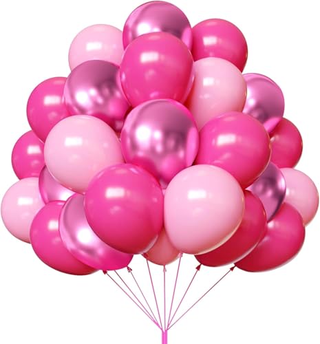 Luftballons Mädchen Luftballons Pink Rosa 50 Stk 12 zoll Ballons Rosa Fuchsia Magenta Metallic Ballons für Frauen Prinzessin Geburtstag Hochzeit Verlobung Babyparty Valentinstag Deko, T766 von SKYIOL